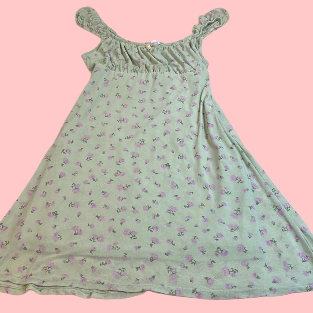 Hippie Rose Mint Green Floral Mesh Mini Dress Juniors Size L Y2K Boho Spring